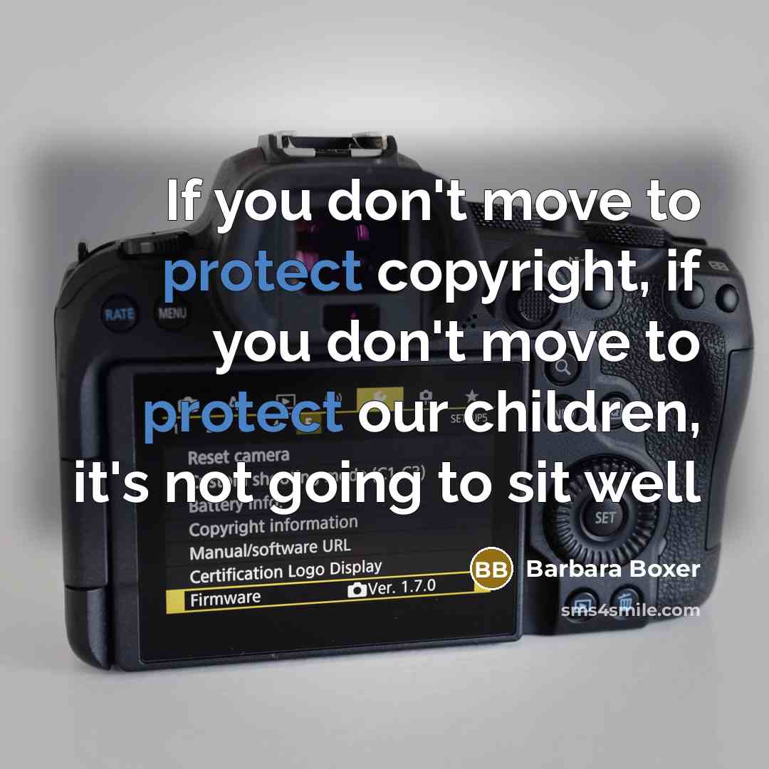 “If you don't move to protect copyright, if you don't…” quote by Barbara Boxer