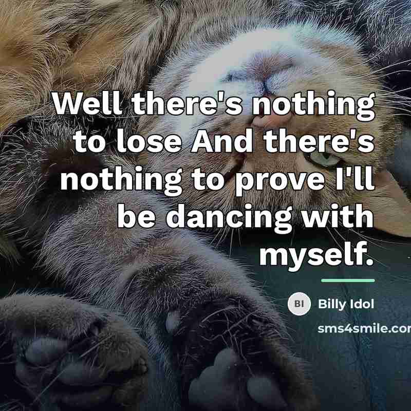 “Well there's nothing to lose And there's nothing to prove…” quote by Billy Idol