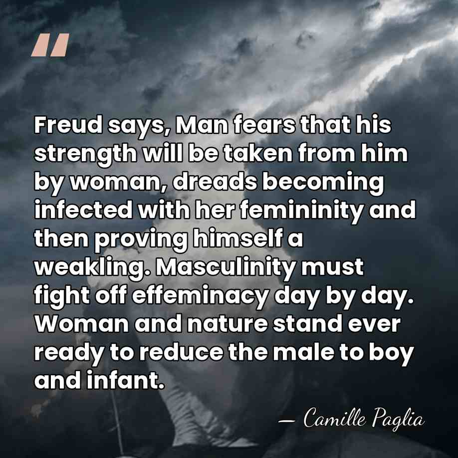 Freud says, Man fears that his strength will be taken from him&hellip; - Camille Paglia