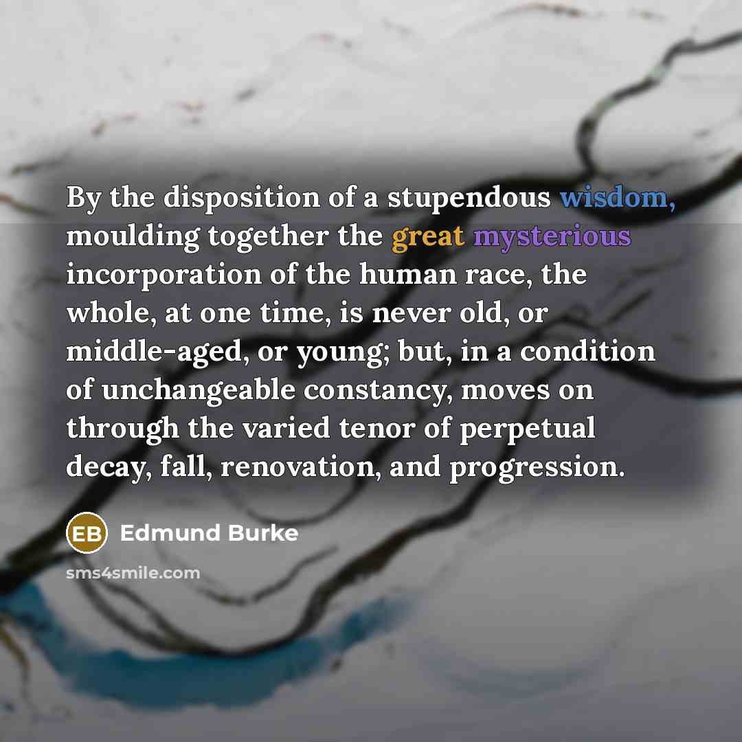 “By the disposition of a stupendous wisdom, moulding together the…” quote by Edmund Burke