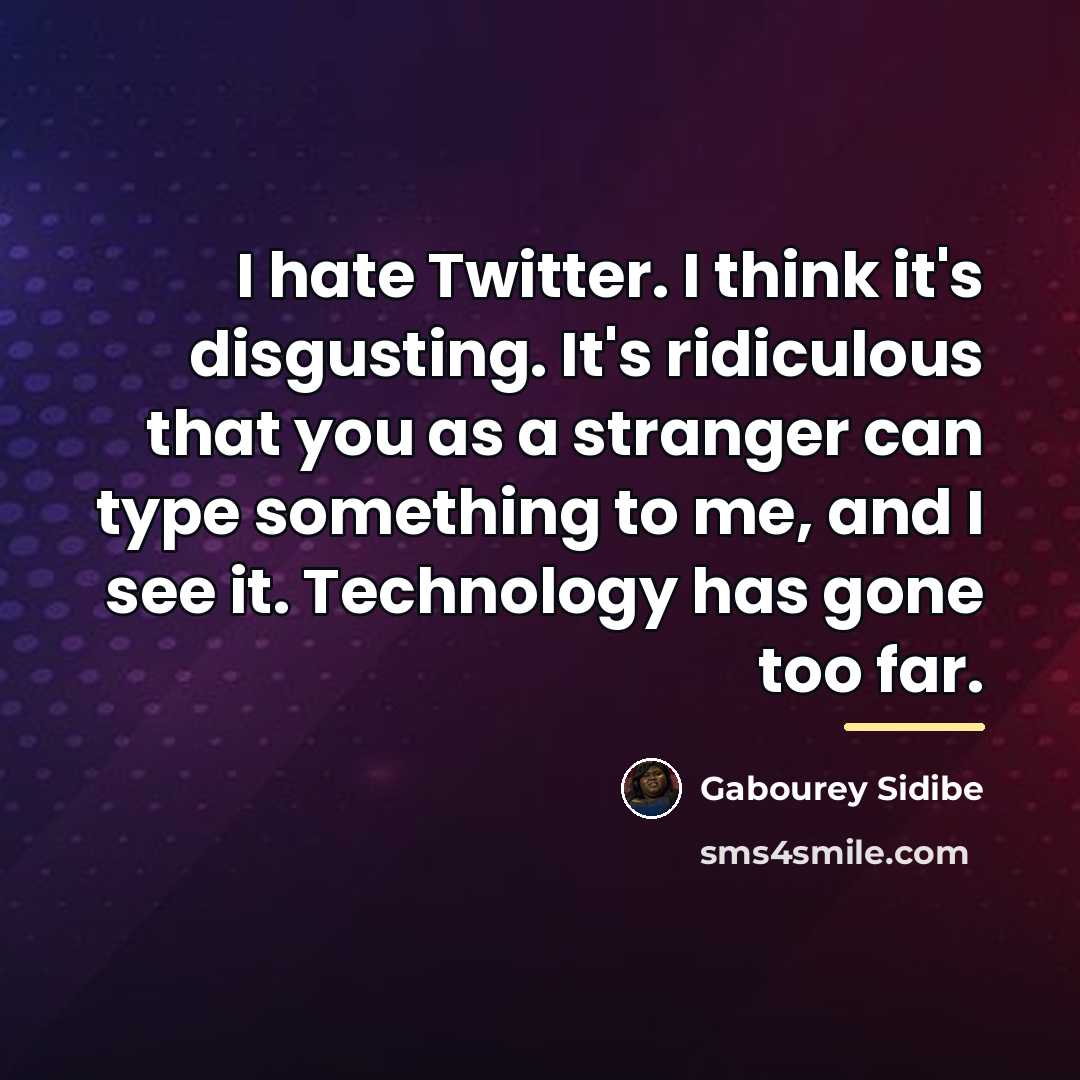 “I hate Twitter. I think it's disgusting. It's ridiculous that…” quote by Gabourey Sidibe