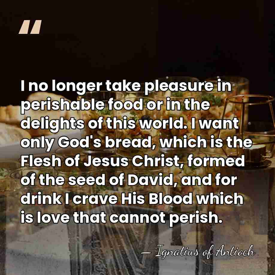 I no longer take pleasure in perishable food or in the delights&hellip; - Ignatius of Antioch