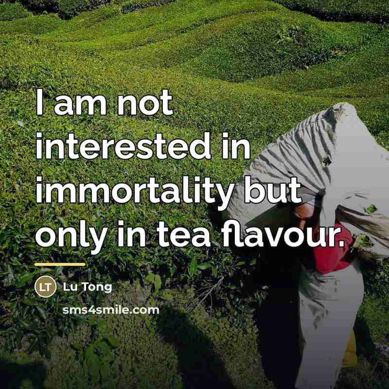 “I am not interested in immortality but only in tea…” quote by Lu Tong