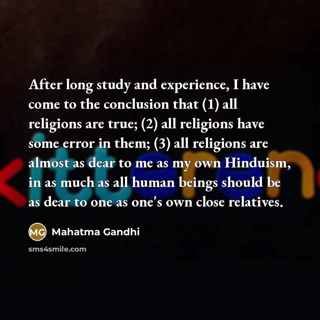 “After long study and experience, I have come to the…” quote by Mahatma Gandhi
