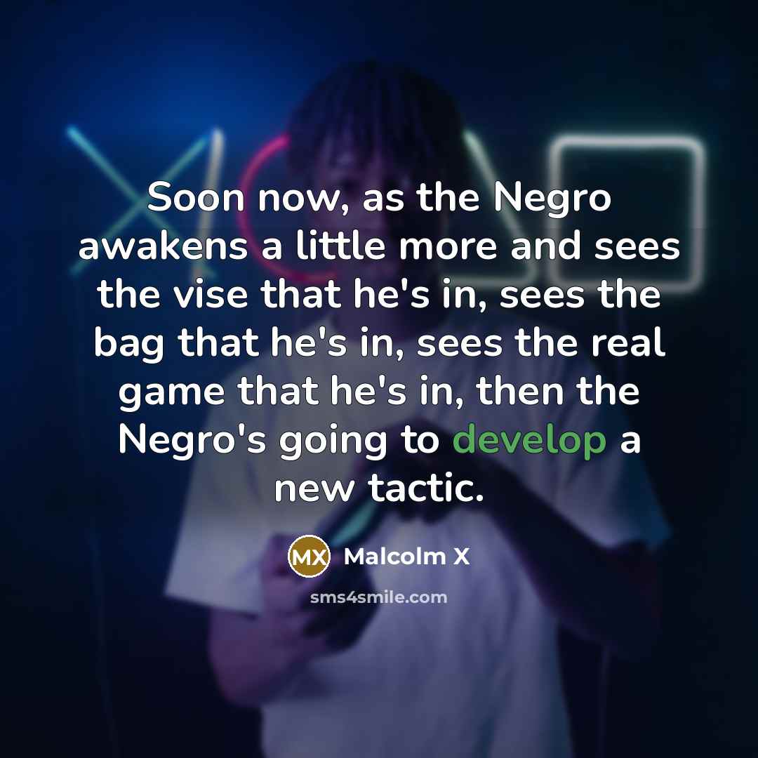 “Soon now, as the Negro awakens a little more and…” quote by Malcolm X