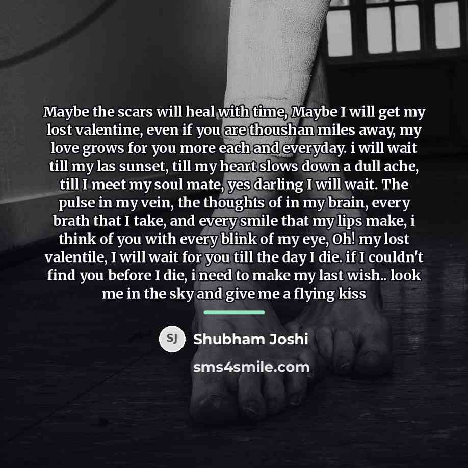 “Maybe the scars will heal with time, Maybe I will…” quote by Shubham Joshi