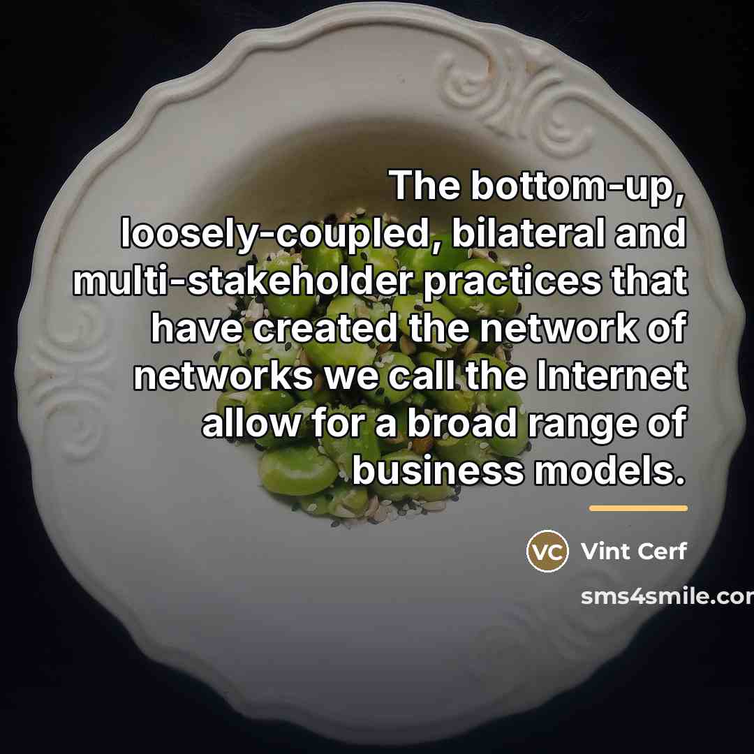 “The bottom-up, loosely-coupled, bilateral and multi-stakeholder practices that have created…” quote by Vint Cerf