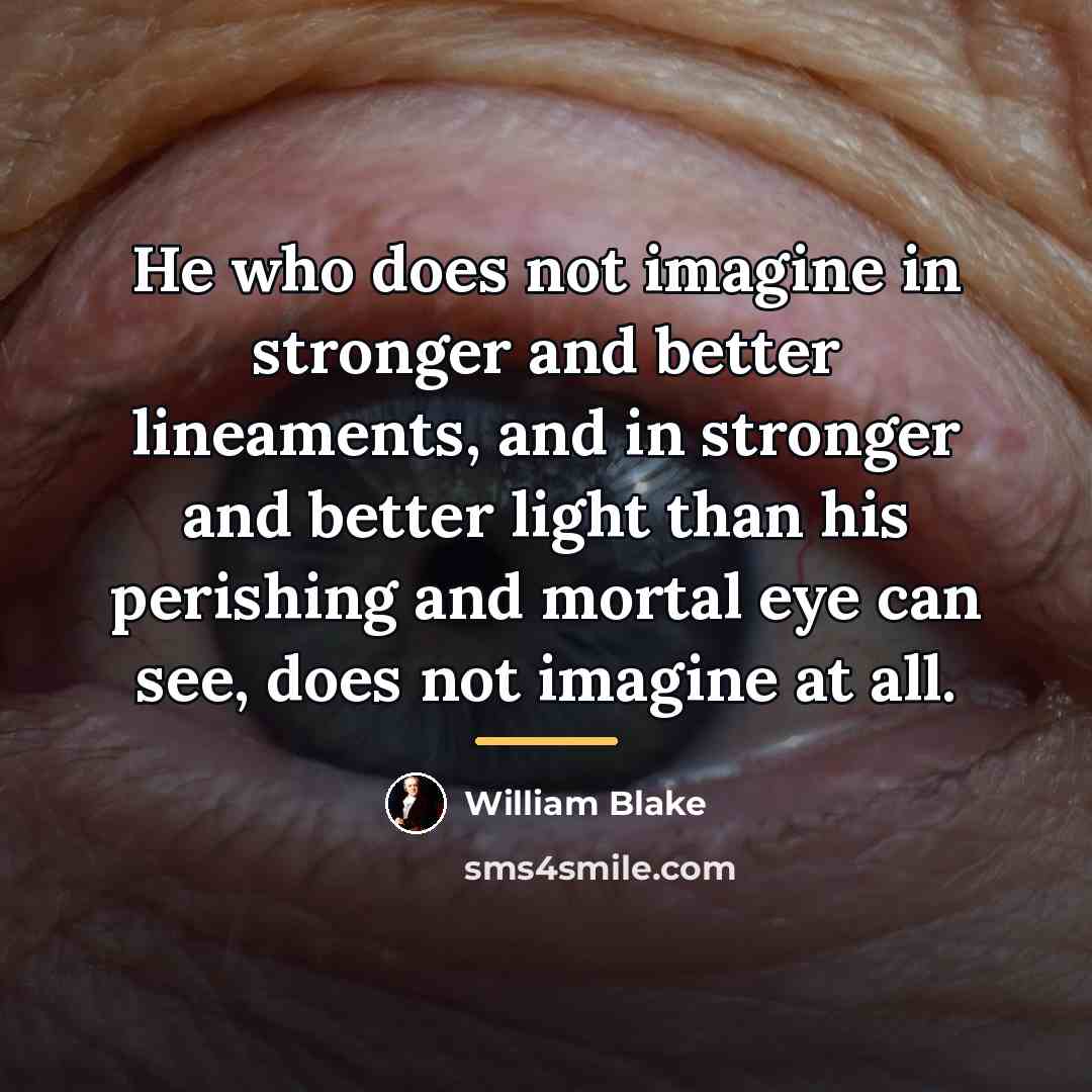 “He who does not imagine in stronger and better lineaments,…” quote by William Blake