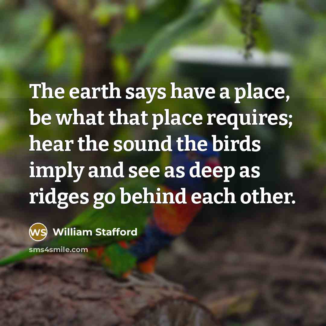 “The earth says have a place, be what that place…” quote by William Stafford