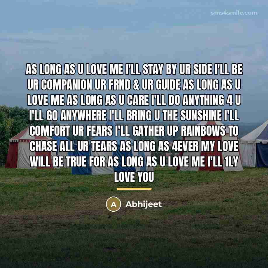 “As long as U love me I'll stay by UR…” quote by Abhijeet