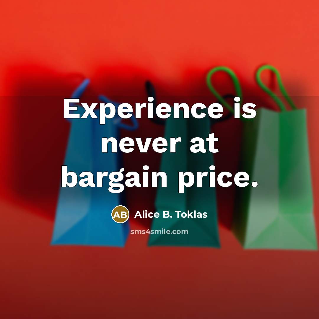 “Experience is never at bargain price.…” quote by Alice B. Toklas