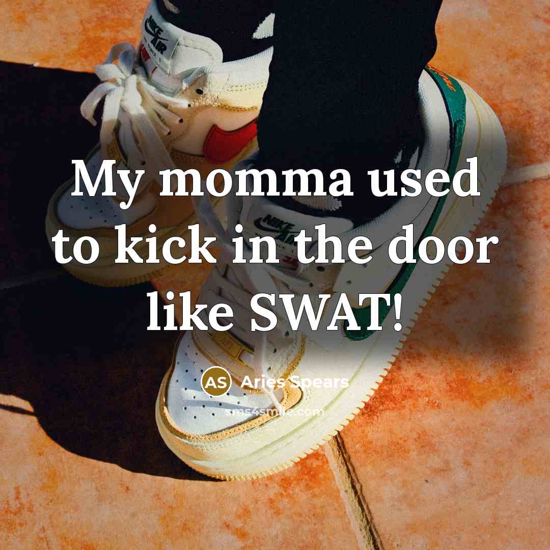 “My momma used to kick in the door like SWAT!…” quote by Aries Spears
