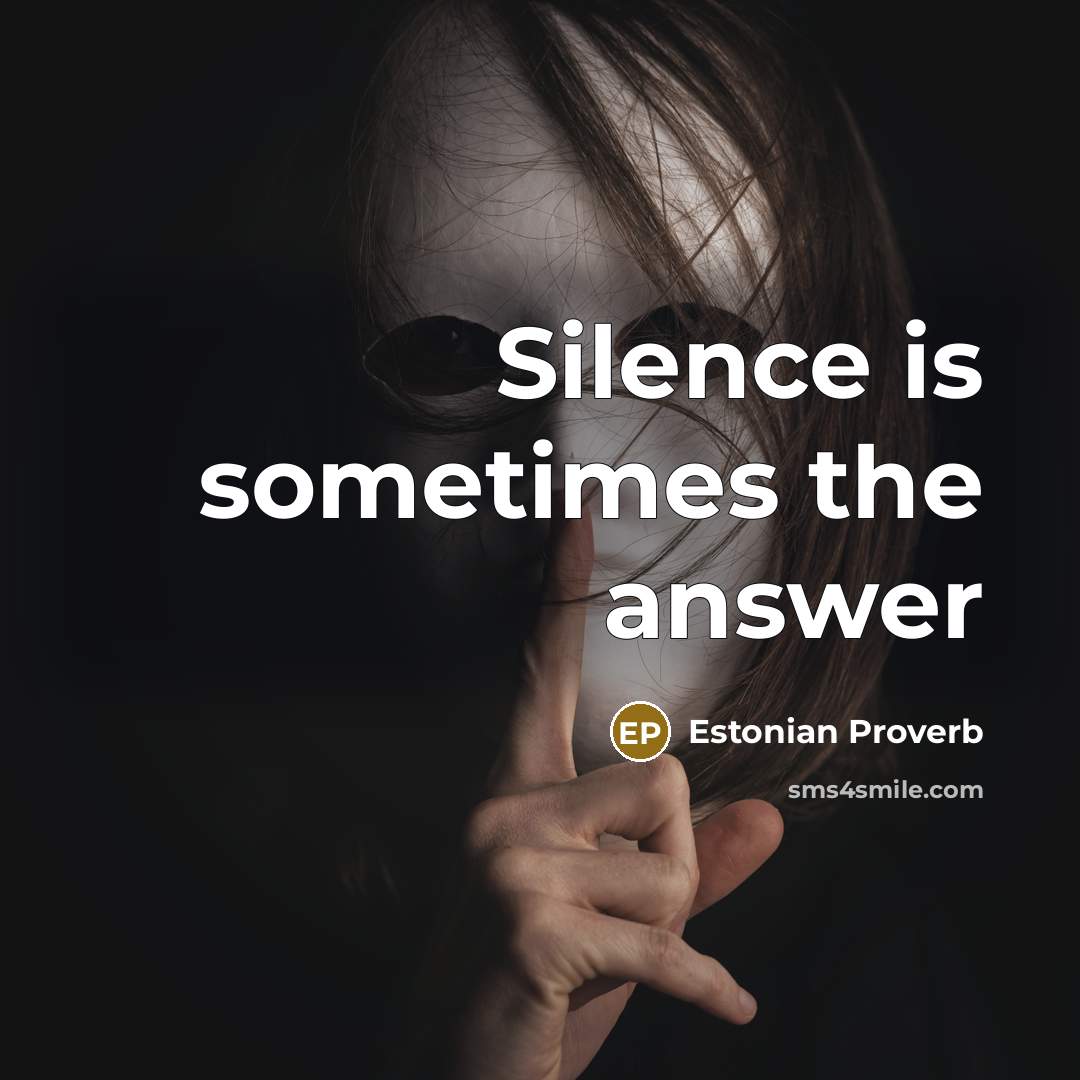 “Silence is sometimes the answer” quote by Estonian Proverb