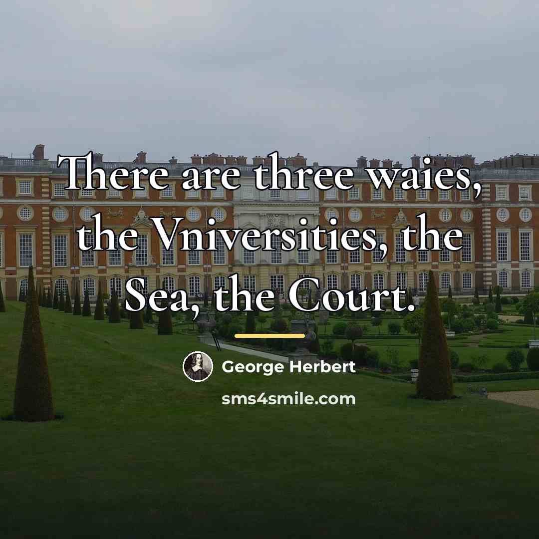 “There are three waies, the Vniversities, the Sea, the Court.…” quote by George Herbert