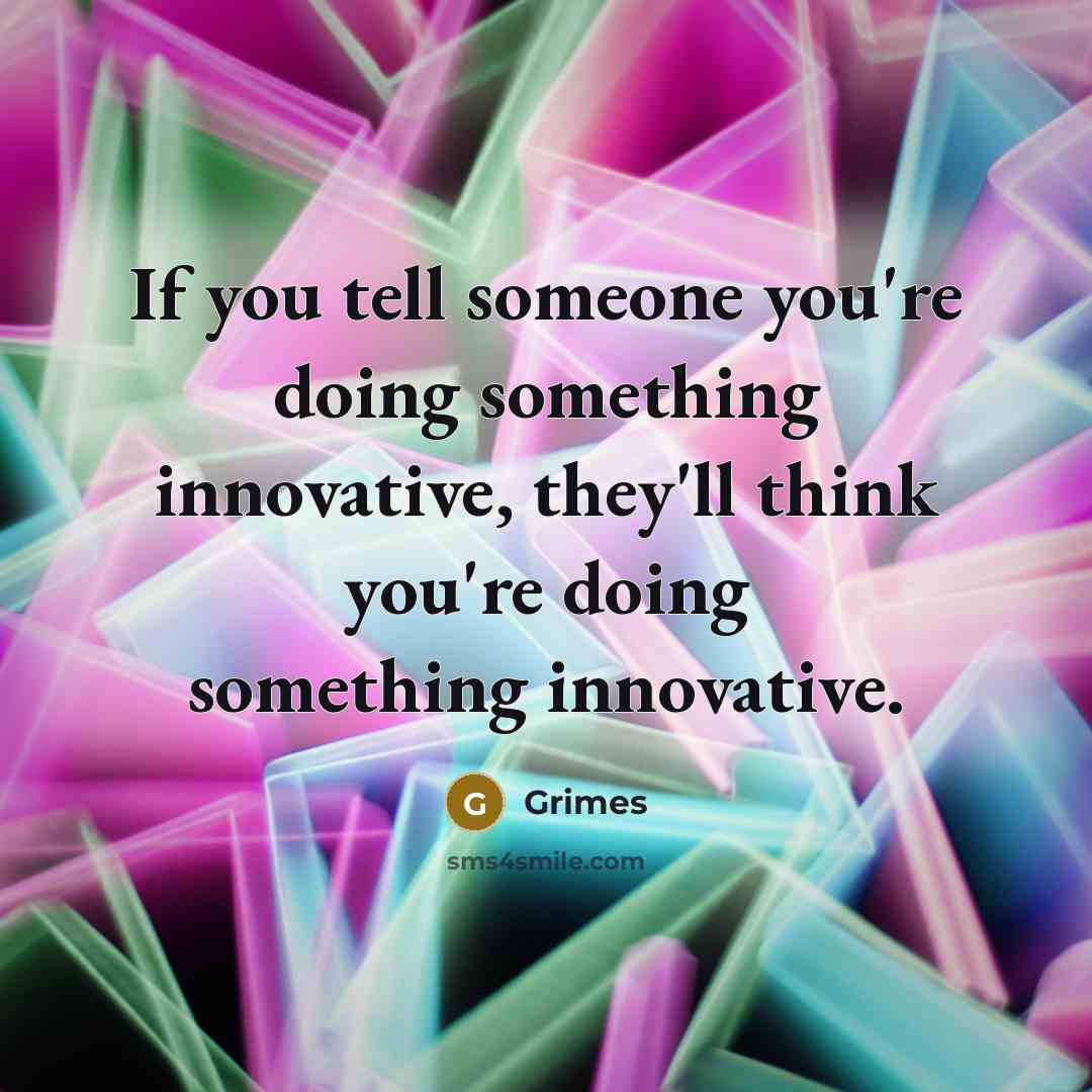 “If you tell someone you're doing something innovative, they'll think…” quote by Grimes
