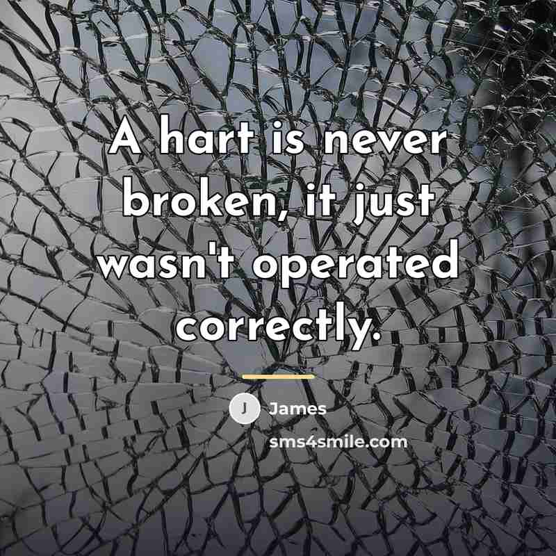 “A hart is never broken, it just wasn't operated correctly.…” quote by James