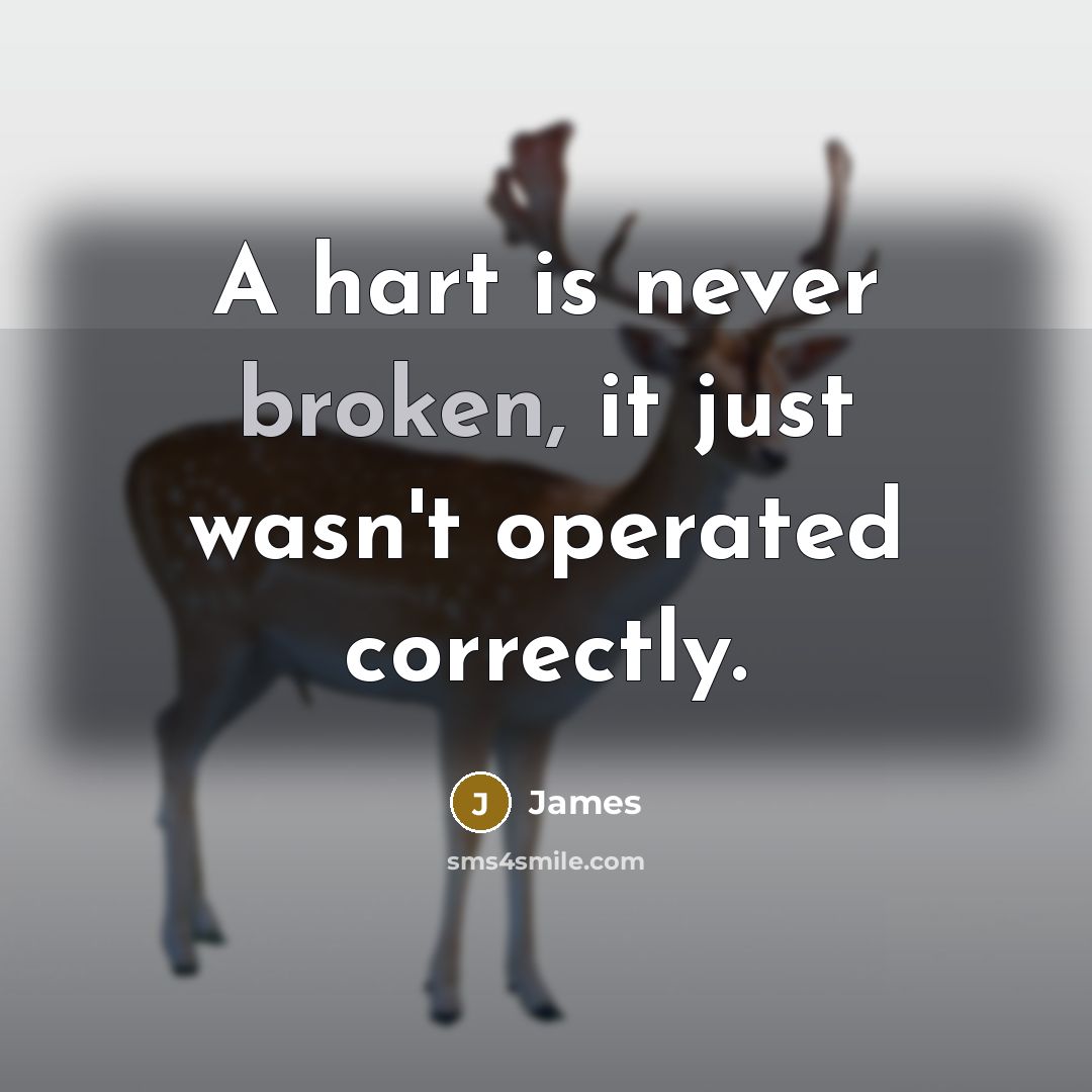 “A hart is never broken, it just wasn't operated correctly.” quote by James