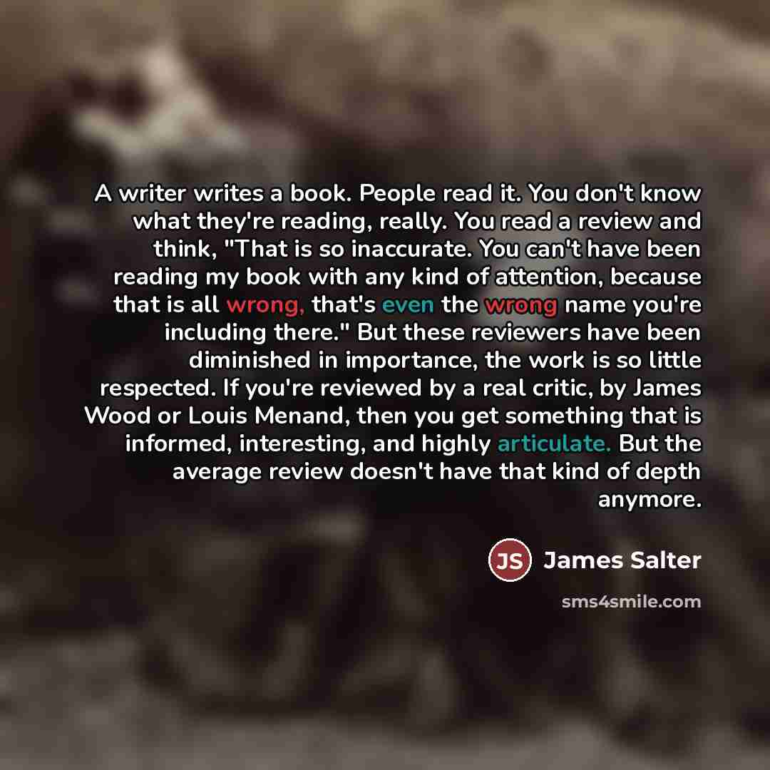 “A writer writes a book. People read it. You don't…” quote by James Salter