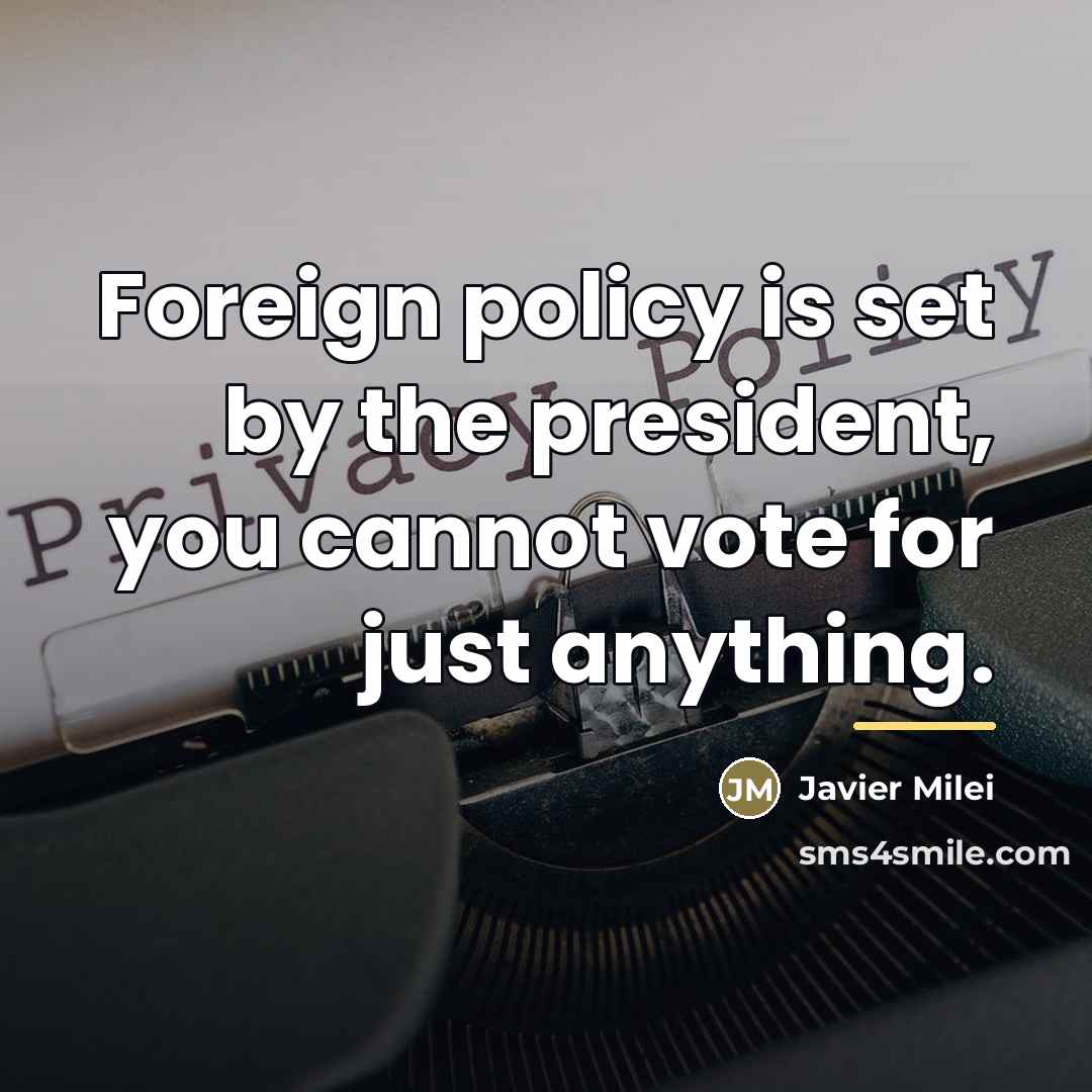 “Foreign policy is set by the president, you cannot vote…” quote by Javier Milei