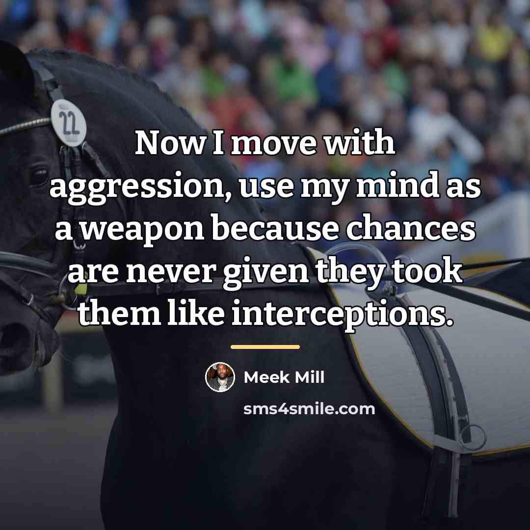 “Now I move with aggression, use my mind as a…” quote by Meek Mill