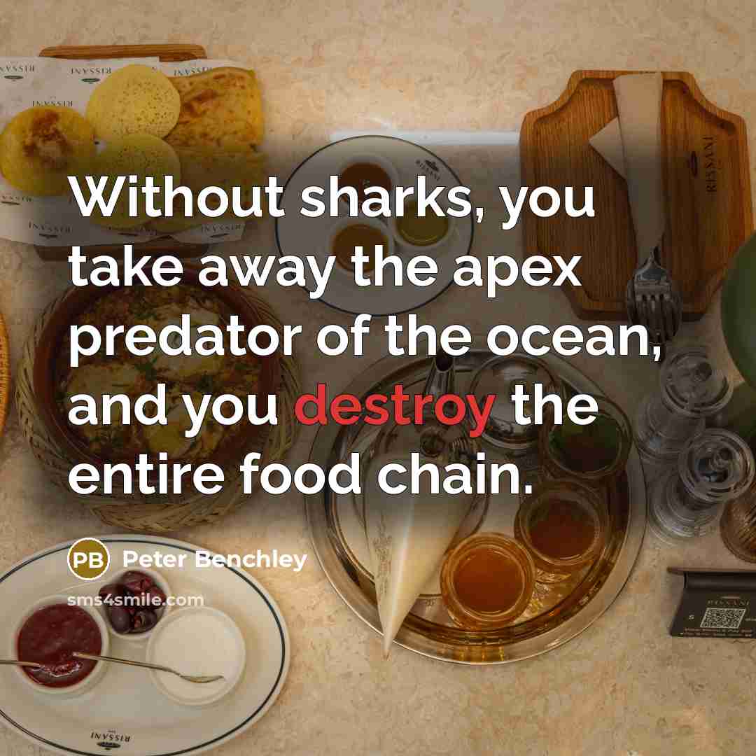 “Without sharks, you take away the apex predator of the…” quote by Peter Benchley