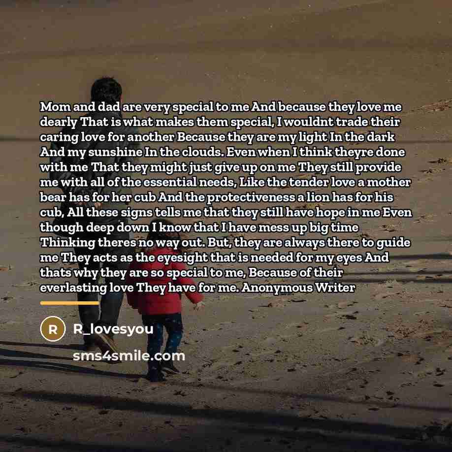 “Mom and dad are very special to me And because…” quote by R_lovesyou