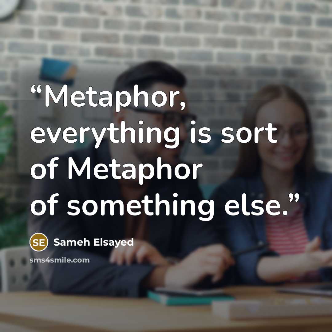 “Metaphor, everything is sort of Metaphor of something else.” quote by Sameh Elsayed