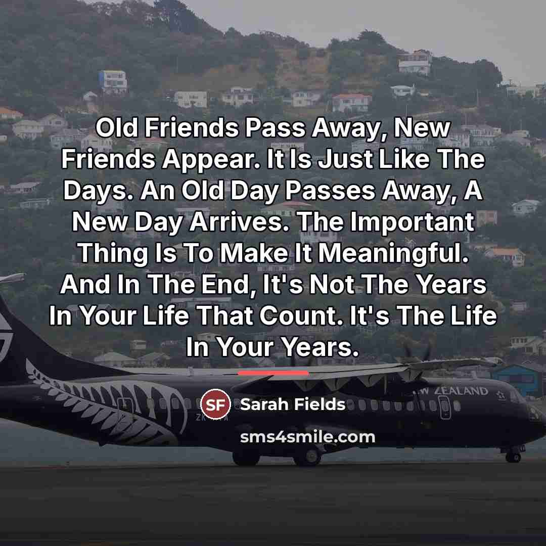 “Old Friends Pass Away, New Friends Appear. It Is Just…” quote by Sarah Fields