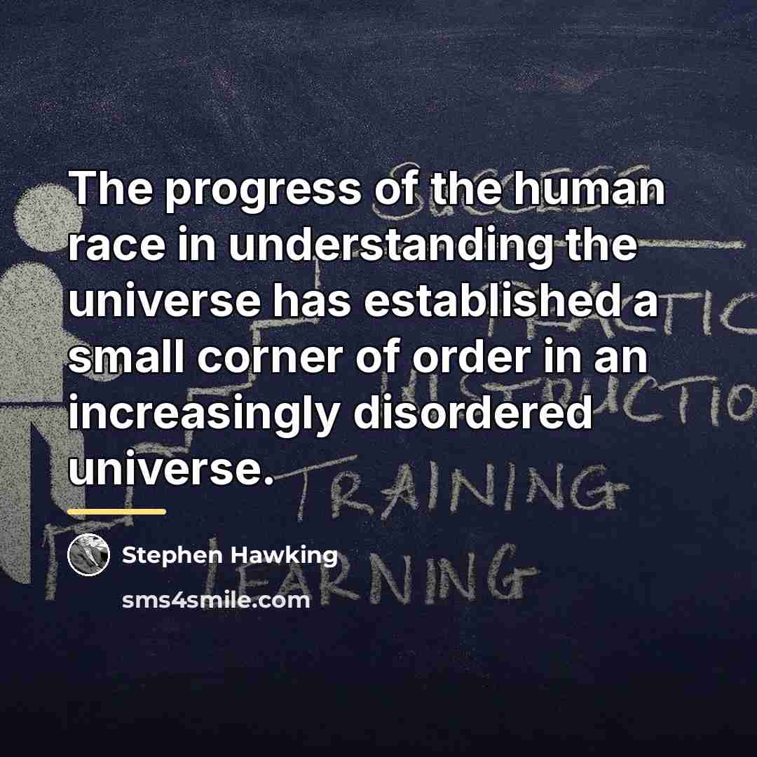 “The progress of the human race in understanding the universe…” quote by Stephen Hawking