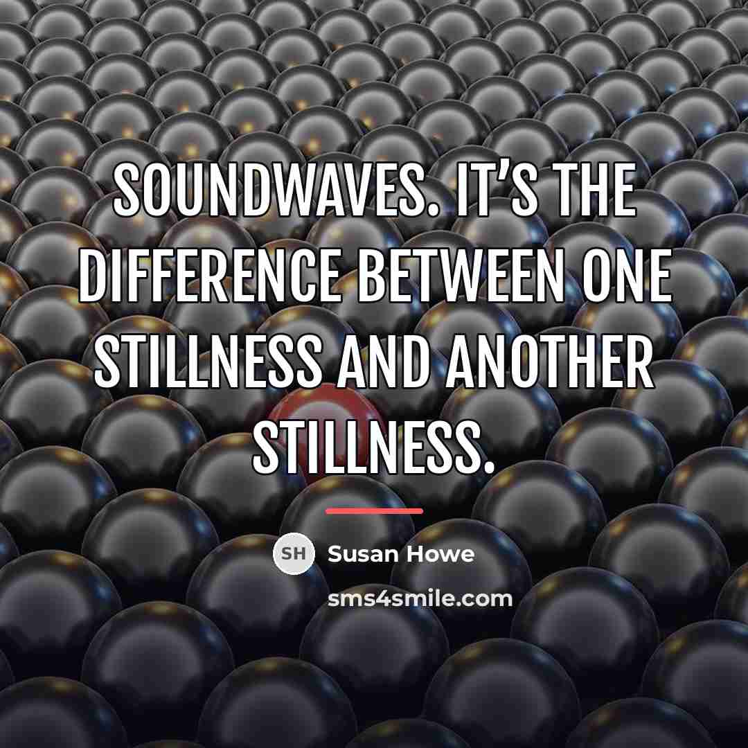 “Soundwaves. It’s the difference between one stillness and another stillness.…” quote by Susan Howe