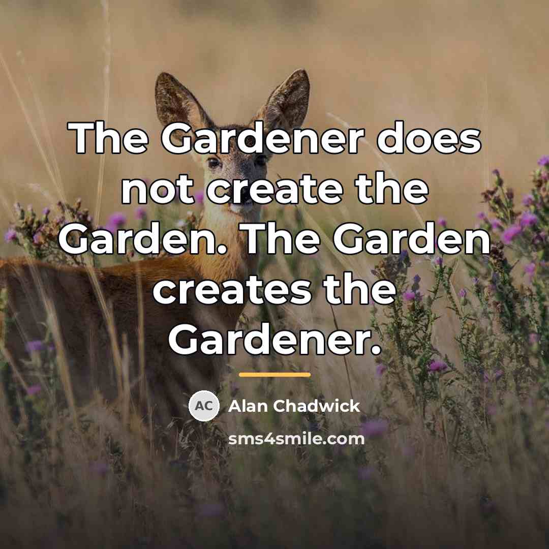 “The Gardener does not create the Garden. The Garden creates…” quote by Alan Chadwick