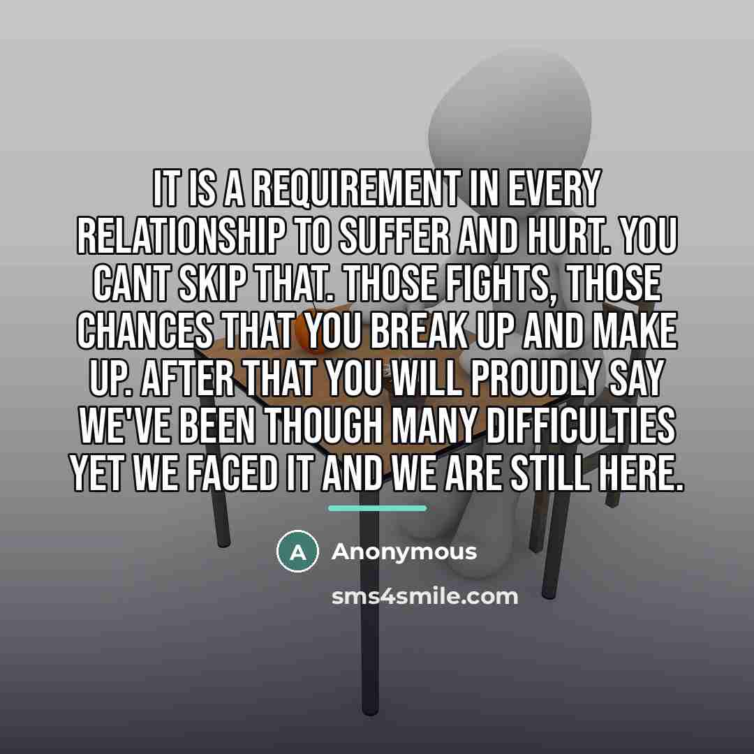 “It is a requirement in every relationship to suffer and…” quote by Anonymous