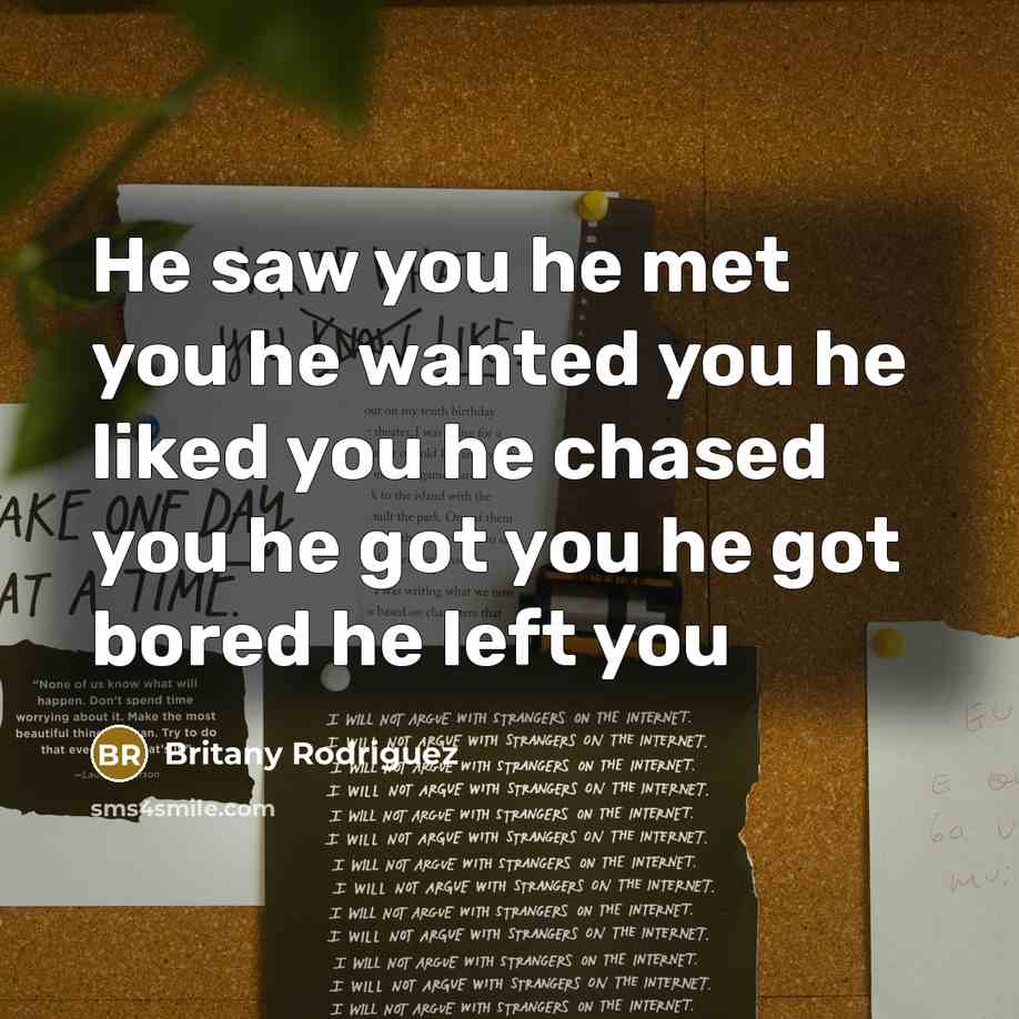 “He saw you he met you he wanted you he…” quote by Britany Rodriguez