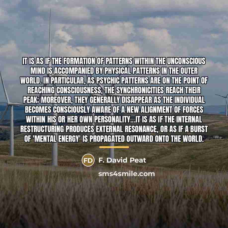 “It is as if the formation of patterns within the…” quote by F. David Peat