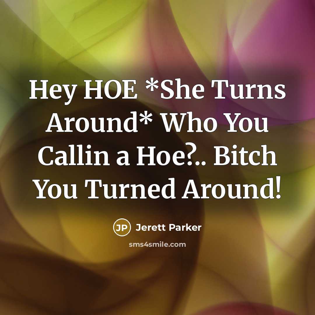 “Hey HOE *She Turns Around* Who You Callin a Hoe?.. Bitch You Turned Around!” quote by Jerett Parker