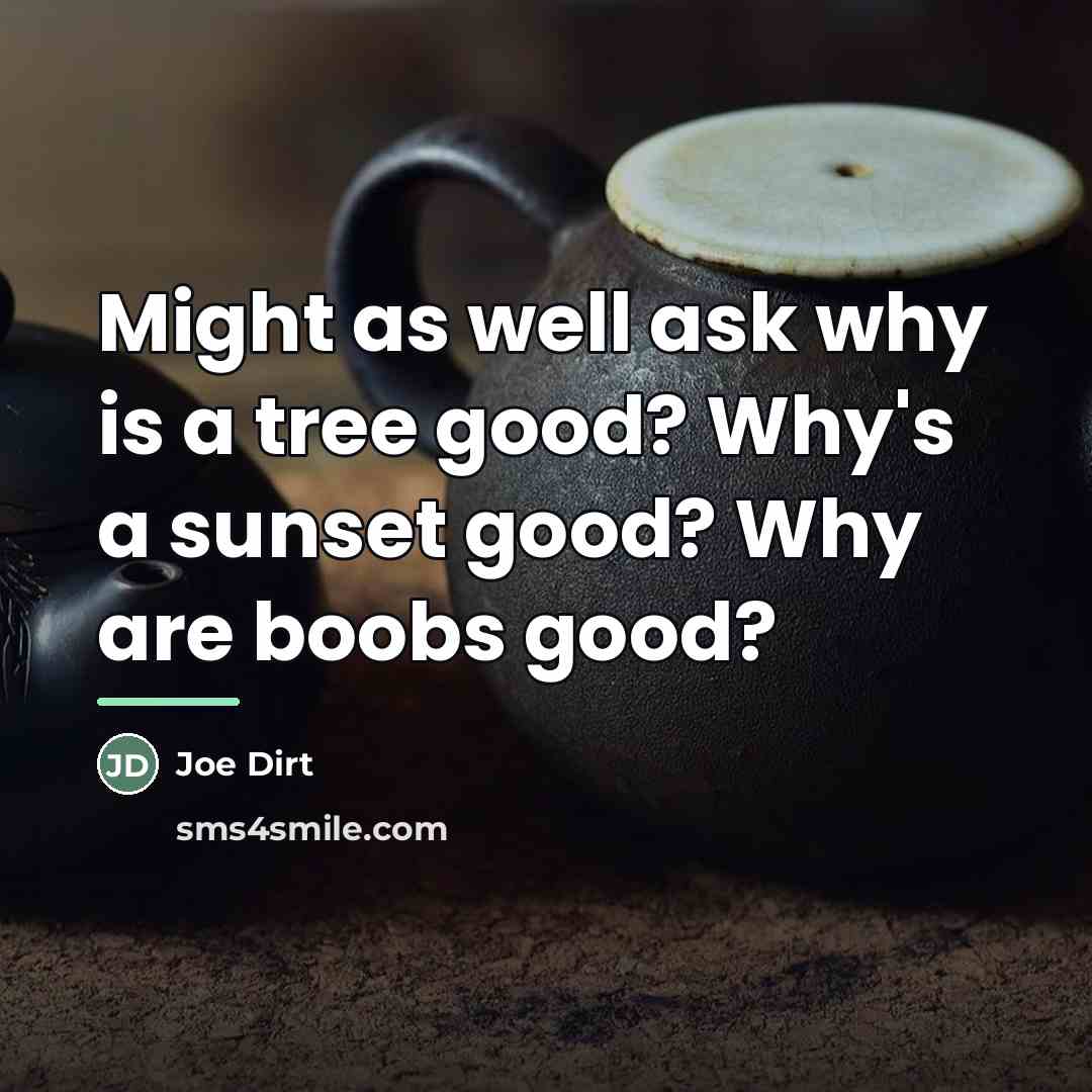 “Might as well ask why is a tree good? Why's…” quote by Joe Dirt
