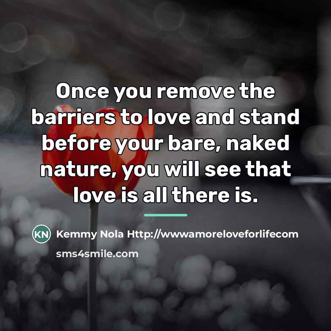 “Once you remove the barriers to love and stand before…” quote by Kemmy Nola Http://wwwamoreloveforlifecom