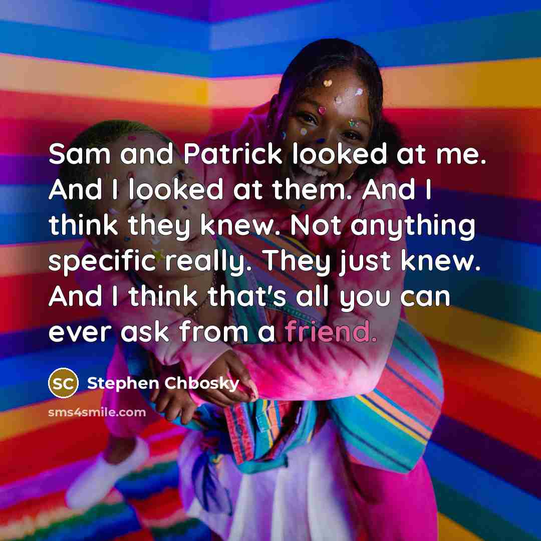 “Sam and Patrick looked at me. And I looked at…” quote by Stephen Chbosky
