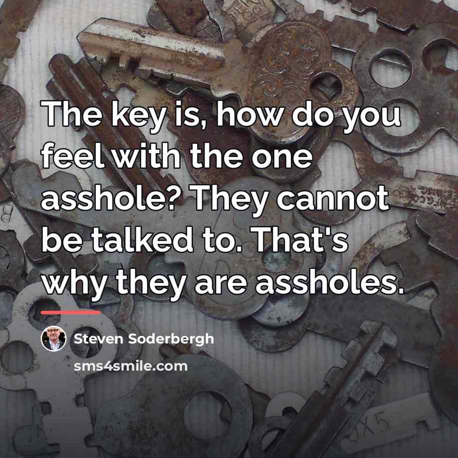 “The key is, how do you feel with the one…” quote by Steven Soderbergh