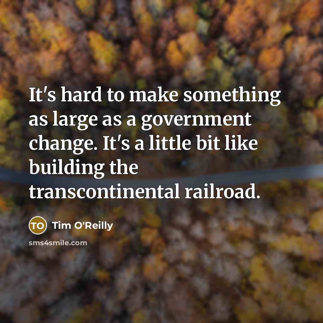 “It's hard to make something as large as a government…” quote by Tim O'Reilly
