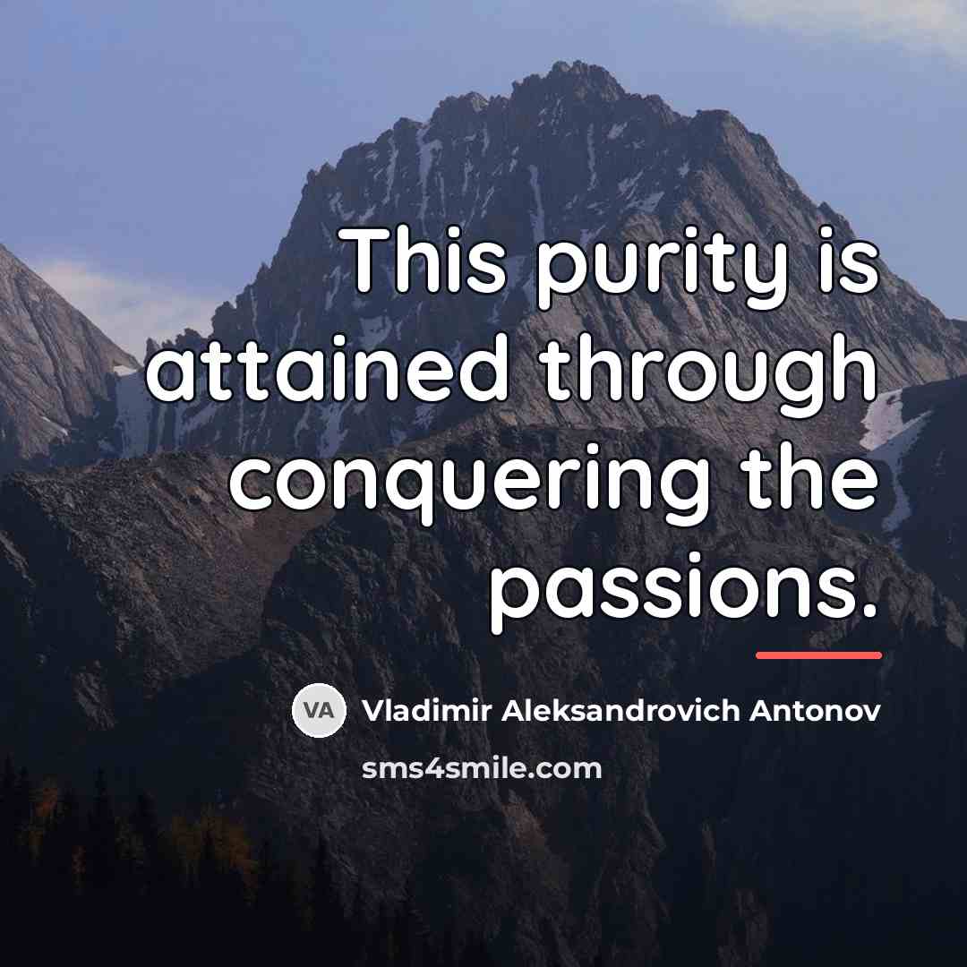 “This purity is attained through conquering the passions.…” quote by Vladimir Aleksandrovich Antonov