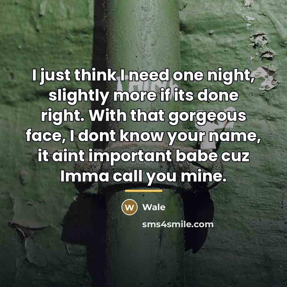“I just think I need one night, slightly more if…” quote by Wale