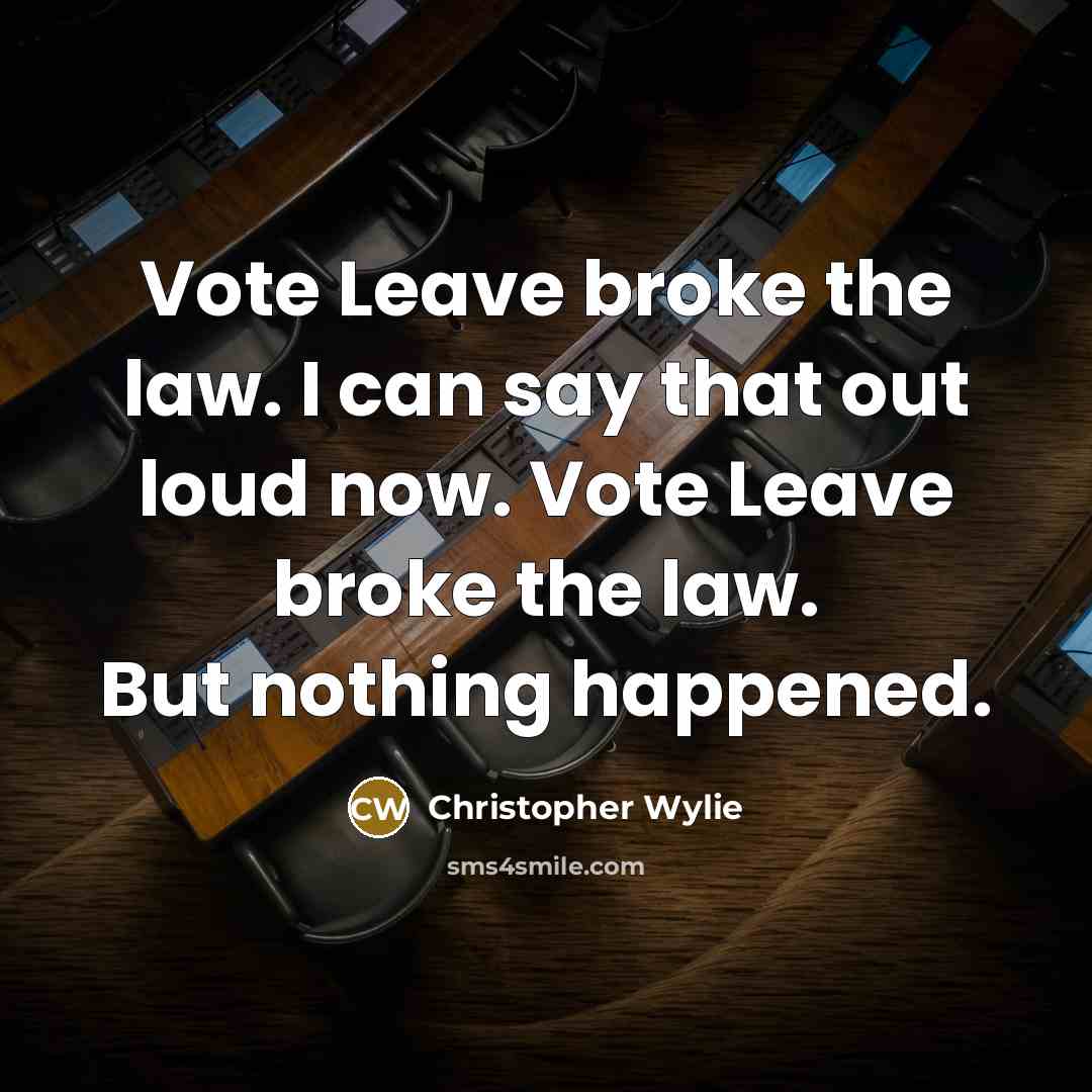 “Vote Leave broke the law. I can say that out…” quote by Christopher Wylie