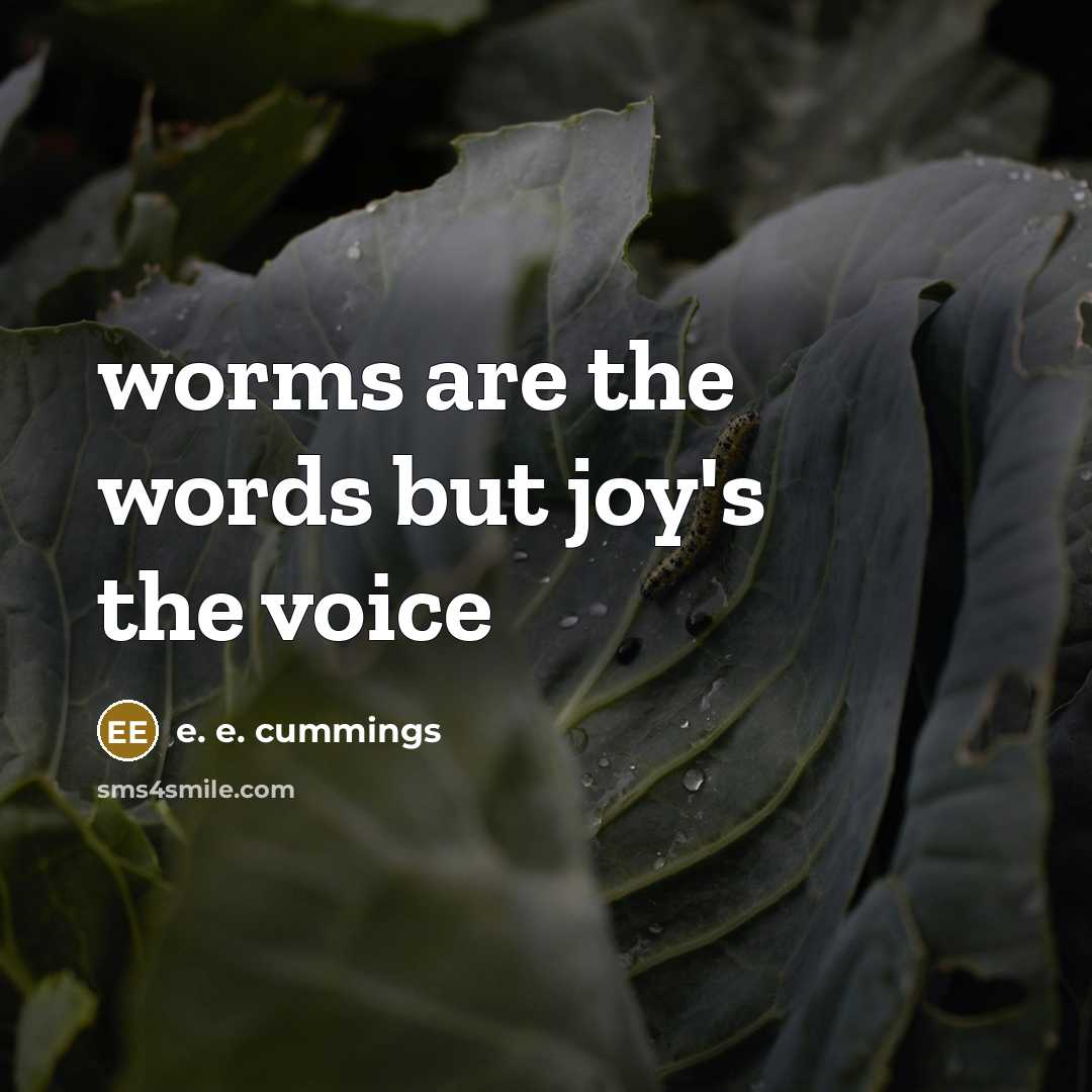 “worms are the words but joy's the voice…” quote by e. e. cummings
