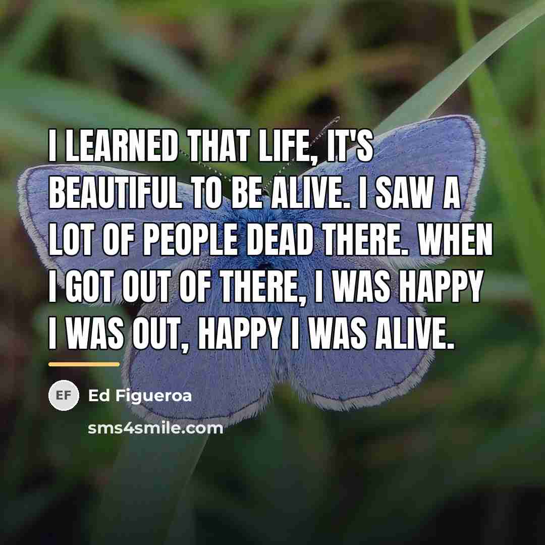 “I learned that life, it's beautiful to be alive. I…” quote by Ed Figueroa