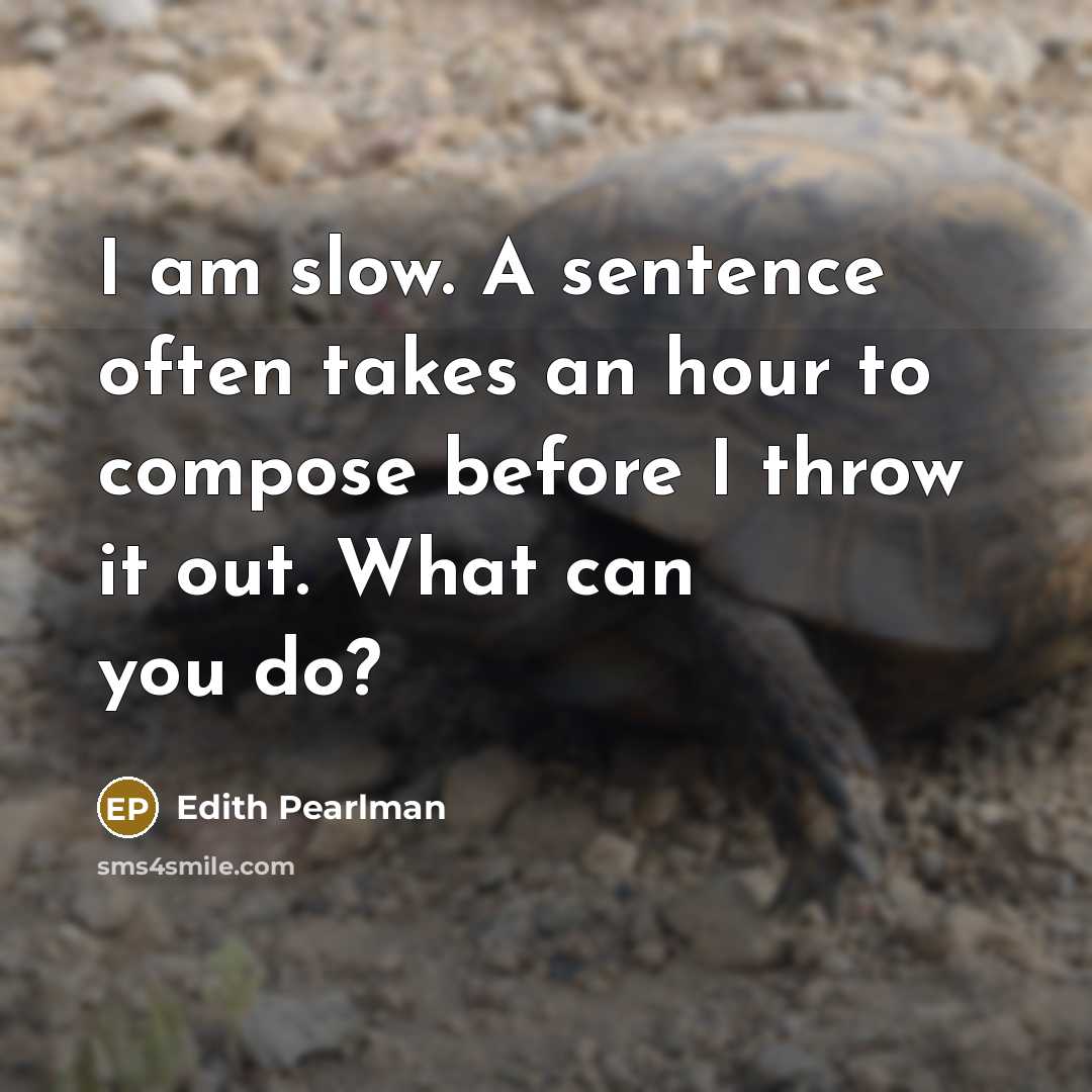 “I am slow. A sentence often takes an hour to…” quote by Edith Pearlman