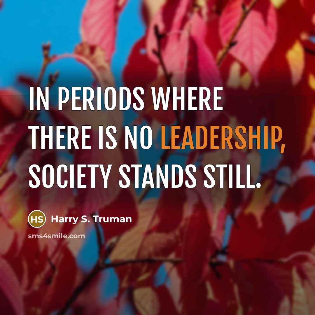 “In periods where there is no leadership, society stands still.…” quote by Harry S. Truman