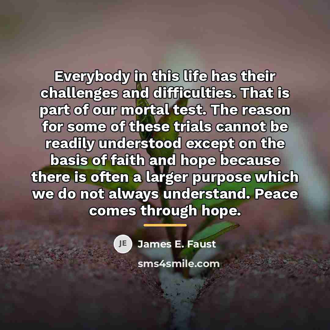 “Everybody in this life has their challenges and difficulties. That…” quote by James E. Faust