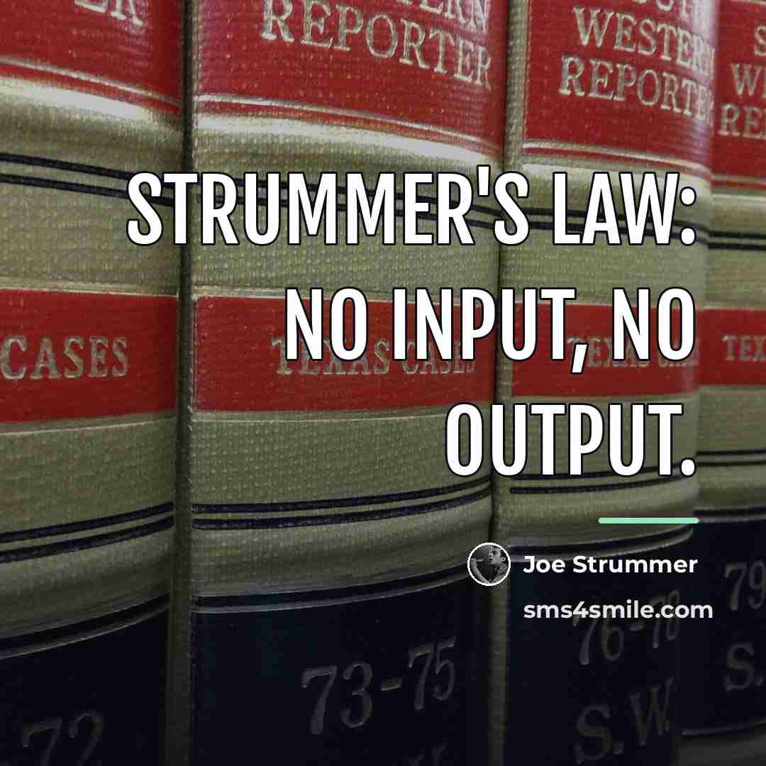 “Strummer's Law: No input, no output.…” quote by Joe Strummer