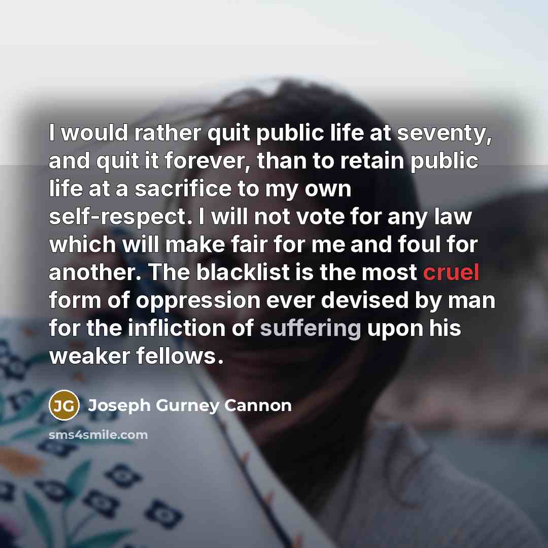 “I would rather quit public life at seventy, and quit…” quote by Joseph Gurney Cannon